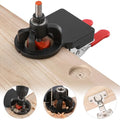 35mm Concealed Hinge Jig, Aluminum Alloy Cabinet Hinge Jig with 2 Quick Clamp, Adjustable Quick Punch Cabinet Hardware for Woodworking Cabinet Door Hinges Mounting Tool - color: Black