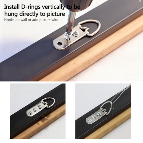 D-Ring Picture Hangers with Screws 40 Pack Hangers for Picture Frame 3Hole - size: 3hole_40pcs