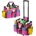 Housolution Rolling Cleaning Caddy Bag with Wheels, Rose Red - color: Rose Red, size: Medium