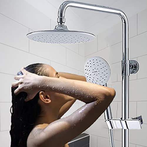 Adjustable Hand Shower Bracket for Slide Bar, Universal 20-25MM Rail Shower Head Holder Slider Clamp Bathroom Replacement 45 Degree Rotation Sprayer Holder