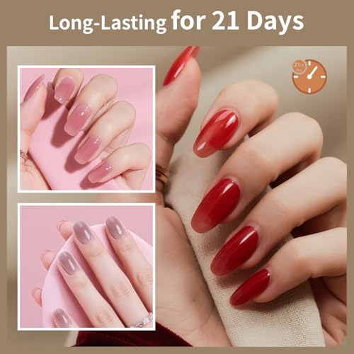 JODSONE Jelly Gel Nail Polish Kit 32 Classic Colors Crystal Transparent High Shine Base & Top Matte Glitter Coat - color: B28