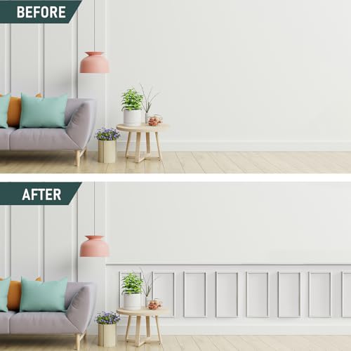 Melkus Peel and Stick Wall Molding Kit, 3 Sets 12" x 24" Precut Wainscoting Panels, Self Adhesive Molding Trims for Interior Wall Décor - size: 3 Set/12"x24"