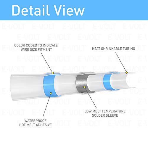 200 PCS Solder Seal Wire Connectors Low Temp Soldering Heat Shrink Butt Connector Terminals - Electrical Waterproof Insulated Marine Automotive Trailer White, Red, Blue, Yellow