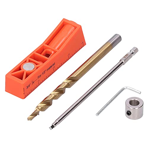 Hilitand Pocket Hole Jig Kit, Spliceable Pocket Hole Jig Kit, 2 in 1 Pocket Hole Jig Kit, Including One Hole Jig, Step Drill Bit, Hex Wrench, Jigs, Hilitandohmyix4p38