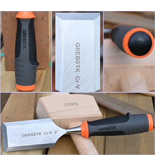 GREBSTK 2 Inch Wood Chisel, CR-V Steel Bevel-Edge Bench Tool