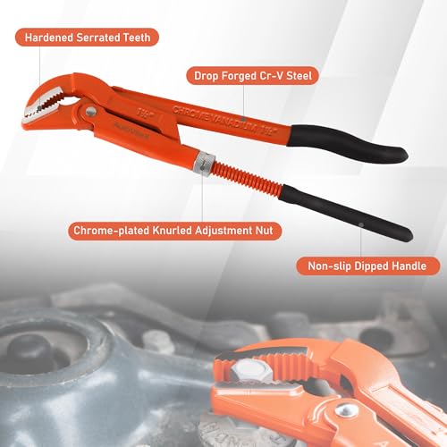 17-Inch 45°Angled Jaw Swedish Pipe Wrench - size: 17inch