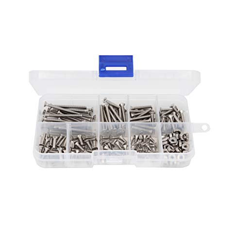240pcs #4-40 Flat Phillips Countersunk Head Machine Screws Hex Nuts Assortment Kit 304 Stainless Steel, 1/4" 3/16" 5/16" 3/8" 1/2" 5/8" 3/4" 1-1/4"