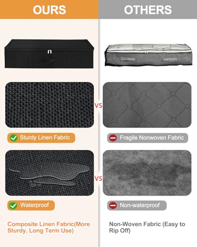 punemi 6.7 in Sturdy Under Bed Clothes Storage Containers, 2Pack, Black - color: Black, size: 2 Pack-6.7 inch Tall-Structured