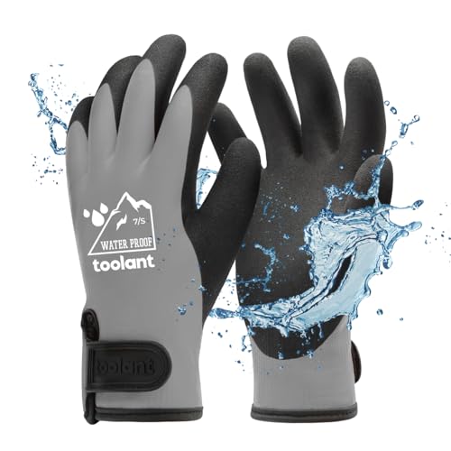 toolant 100% Waterproof Winter Work Gloves, Thermal Insulation with Grip - color: Grey, size: Small (Pack of 1)