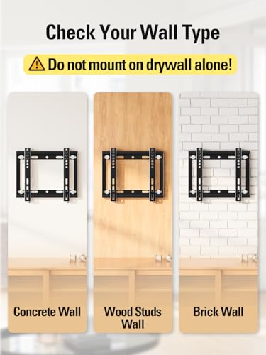 Mounting Dream Fixed TV Wall Mount Bracket for Most 17-42'' Flat Screen TV | Fixed TV Mount for VESA 50X50 to 200x200mm, 44 lbs, 8”/Single Stud, Flush Low Profile Wall Mount MD2351 - size: Fixed for 17"-42" TV & 8" Studs