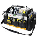 18 Inch Open Top Tool Bag, Tool Bags for Men with 30 Pockets, 1680D Waterproof Fabric, Foldable Electrician Tool Bag with Rotating Handle, Reflective Tool Organizer for Men, Yellow - color: Black-Yellow