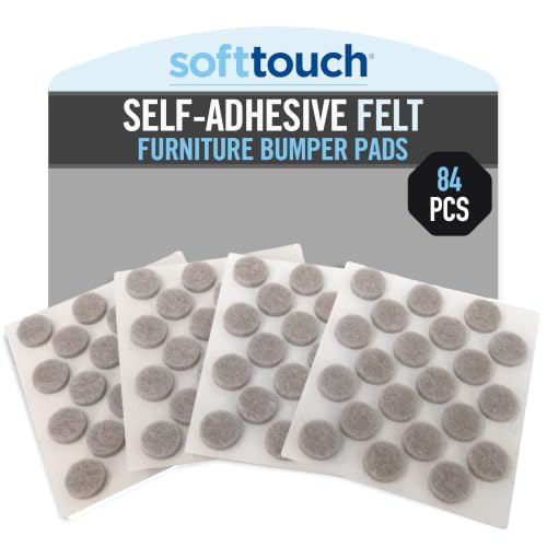 SoftTouch 3/8" Round Mini Self-Stick Furniture Slider Felt Pads for Hard Surfaces, Noise-Reducing Adhesive Furniture Moving Pads for Beds, Sofas, Dressers, 84-Count, Beige