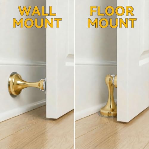 Magnetic Door Stopper 2 Pack, Multi-Angle Wall Guard, Gold - color: Gold