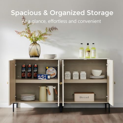 IFGET 34" Tall Modern Arched Sideboard Buffet Cabinet with Storage, Cream - color: Cream, size: 1 Piece