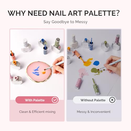 MelodySusie 1PC Round Resin Nail Art Palette with Mixing Spatula Pink - color: Pink Round With Spatula