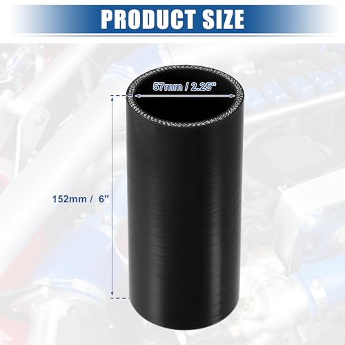 uxcell 4-Ply ID 6" Length Silicone Reducer Hose Black for Car Intercooler - size: 2.25" ID