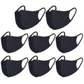 Black Dust Face Mask - All Cotton - Reusable Cloth Comfy Fabric Mask | for Adults Women Outdoor Sport Travel, Washable Breathable Half Face Cloth Mouth Masks with Earloop - color: Pack 8 Black