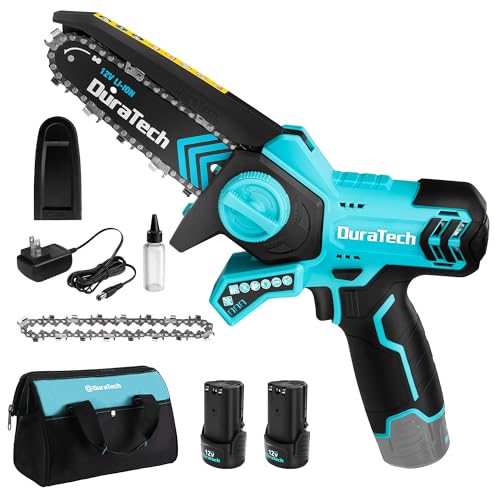 DURATECH 12V Mini Chainsaw, 6 Inch Cordless Electric Wood Cutting Saw