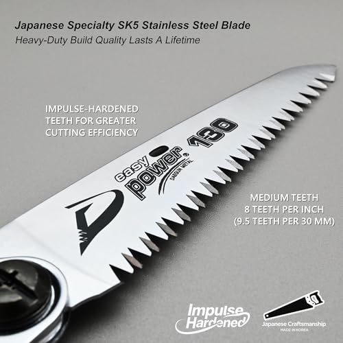 TONMA 5" Pocket Folding Saw, Made in Korea, Medium Teeth, TDE-901 - size: 5 inches (130mm)