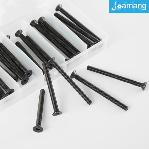 M6 x 60mm 65mm 70mm 75mm 80mm Flat Head Hex Socket Cap Screws Countersunk Bolts, 10.9 Grade Alloy Steel, Black Oxide Finish, Metric Allen Drive, Fully Threaded, Assortment Kit 25Pcs - size: M6x60/65/70/75/80mm
