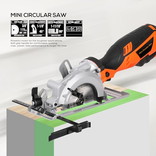 5.8A Power Circular Saw,4-1/2" Electric Saw 3500RPM 2 Pcs Blades - style: 5.8 A circular saw