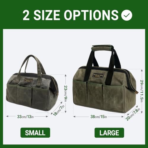 13-inch Tool Bag, Heavy Duty Wide Mouth Water-Resistant Tool Bag, Tool Tote with Handle for Tools, Wrenches, Screwdrivers (13 X 7 X 9 inch) | ArmyGreen - color: ArmyGreen, size: 13 Inch