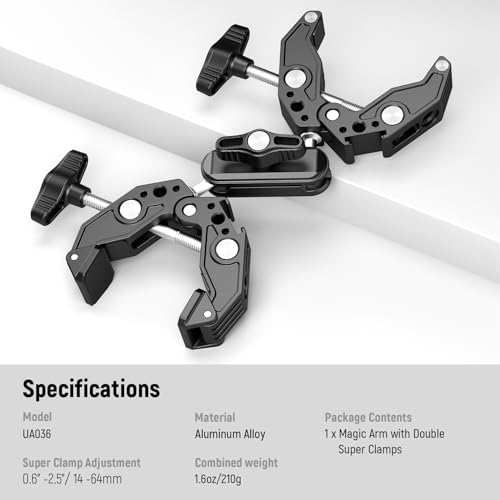 NEEWER Double Super Clamp Camera Mount with Magic Arm, Cold Shoes - style: UA036