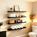 ROGMARS Black Floating Shelves for Wall 36 inch Rustic Solid Wood - color: Black, size: 36 Inch set of 4