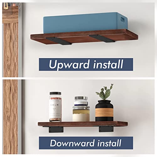 Starunder 6 Pack Floating Shelf Brackets, 10 inch Heavy Duty Industrial Shelf Bracket, Black Metal L Brackets for Shelves Support DIY(1/5 Inch Thicked) - size: 10 Inch