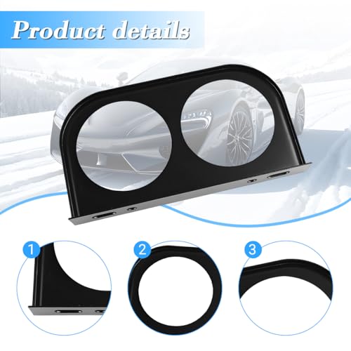 Zpana Car Double Hole Gauge Mounting Panel, 2 Inch Vehicle Dashboard Gauge Pillar Mounting Bracket Pod, Automotive Dash Instrument Holder Replacement, Universal for SUV Automobile Truck - size: Double Hole