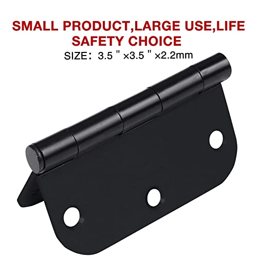 TDCHINGES 3 1/2" Matte Black Door Hinges 3.5" Rounded Flat 5/8" 42 Pack - color: Matte Black, size: 42 Pack