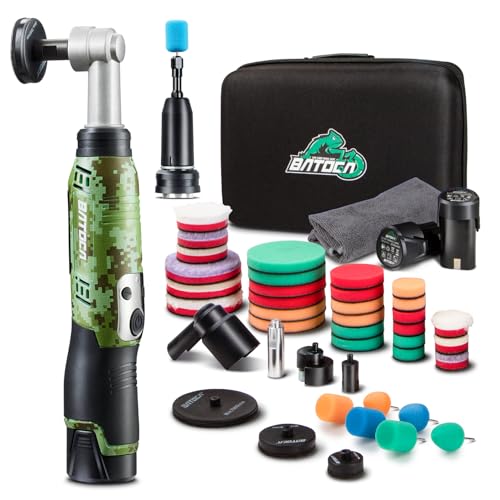 BATOCA 2026 S6 Mini Cordless Polisher 2 Heads for Car/Motorcycles Detailing Kit - size: Camouflage Pattern Style with 2 batteries