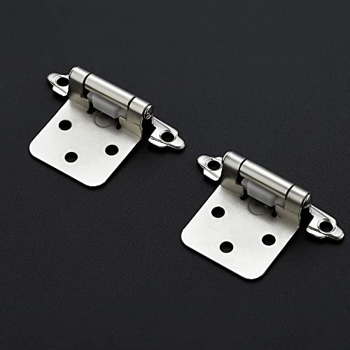 Ravinte Brushed Nickel Cabinet Hinges, 1/2 Inch Overlay, 60 Pack (30 Pairs) - color: Satin Nickel