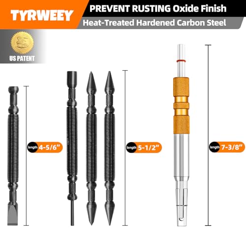 5-Piece Nail Setter Dual Head Nail Set & Dual Head Center Punch & Hinge Pin Remover Punch Set, Nail Setter Features 1/8-in, 3/16-in, 1/16-in, 1/32-in & Trim Nail Punch with Retaining Clip - style: 5pcs(Nail Setter & Hinge Pin Punch & Finish Nail Punch)