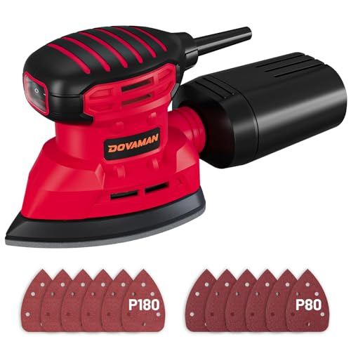 DOVAMAN 130W Detail Sander, 12000RPM Palm Sander Tool - color: B-red
