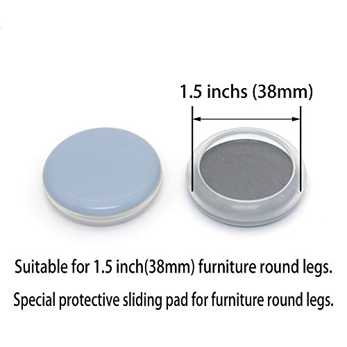 Sliders Pads for Round Furniture Legs(1 1/2 inches(38mm),16 Pack),Table/Chair/Cabinet/Sofa Glides,Protect The Floor by Sliding Like Magic,Suitable for Carpet, Wood & Ceramic Tile Floor,etc - size: 1 1/2 inches(38mm) Round