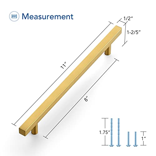Ravinte Gold Cabinet Handles 8 Inch 10 Pack, Square Cabinet Pulls - size: 8 Inch Hole Centers