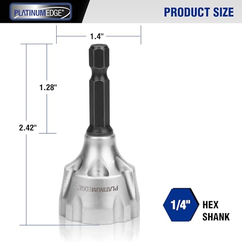 PLATINUMEDGE Deburring External Chamfer Tool with 3 Tungsten Carbide Blades,Quick Release 1/4" Hex Shank, Fits 1/8"-3/4" (3-19mm) – Repair Damaged Bolts, Screws, Threaded Rods & Pipe - size: 3 cm x 11 cm x 3 cm