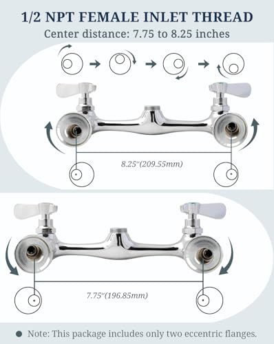 2 Pack Brass Coupling Flanges for 8" Center Wall Mount Faucet Installation