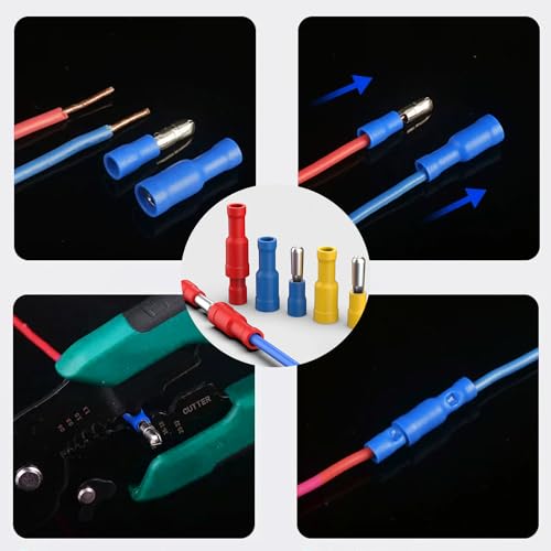 smseace 160PCS Bullet Wire Connectors Assortment Kit 22-16/16-14/12-10AWG Female&Male Bullet Connectors Terminal for Automotive Boat Stereo Industrial Equipment - size: 160Pcs