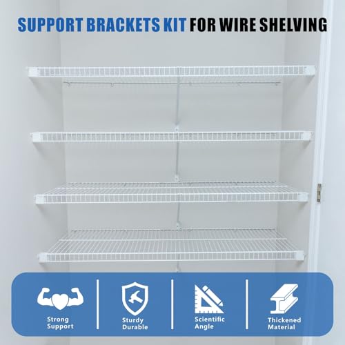 6 Pcs Wire Shelf End Bracket, Heavy Duty Closet Shelf Brackets, White Plastic Closet Rod / Wall Shelf Supports with Screws, Wall Mount Brackets for Shelves Closet - size: 6 Pieces