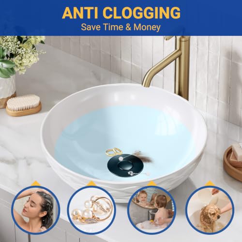 Bathroom Sink Drain Strainer, Pop-Up Bathroom Sink Stopper with Removable Stainless Steel Hair Catcher Basket, Universal Fit for US Bathroom Sinks, Showers & Floor Drains (1pcs-Black) - color: 1pcs-black