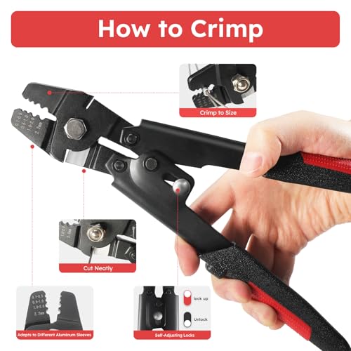 328FT 1/16" Wire Rope Crimping Tool Kit for Hanging, Crafting