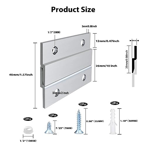French Cleat Picture Hanger 2 Inches Aluminum Z Hanger Supports 30lbs - Interlocking Wall Mounting Bracket Hardware Kit for Hanging Mirrors, Picture, Shelf, Whiteboard, Art, Frames (2"-6Pairs) - size: 2 Inch-Standard