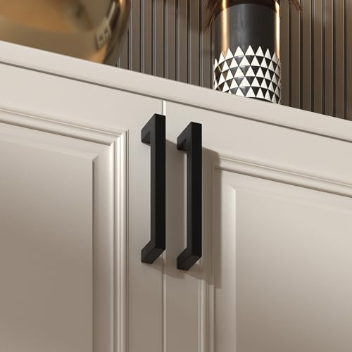 Goldenwarm 30 Pack 6-1/4" Black Cabinet Handles Kitchen Drawer Pulls - size: 6-1/4in Hole Centers
