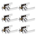 Probrico Polished Chrome Privacy Door Levers Heavy Duty Lockset for Interior Bedroom/Bathroom, Flat Square Universal Handing Handlesets/Leversets, 6 Pack - color: Polished Chrome