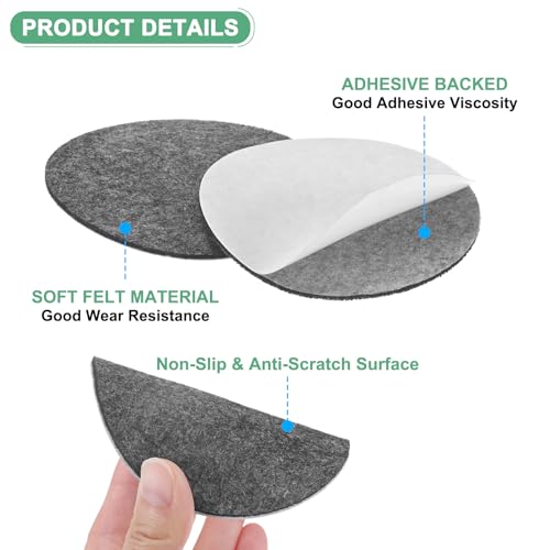 M METERXITY 30-Pack Lamp Base Felt, 3.5 Inch Dia. 2mm Thick Self Adhesive Round Fabric Felt Pads for Lamp/Furniture/DIY, Non-Slip Fiber Backed Patch Circles with Adhesive Backing [Grey] - color: Grey, size: 3.5" Dia