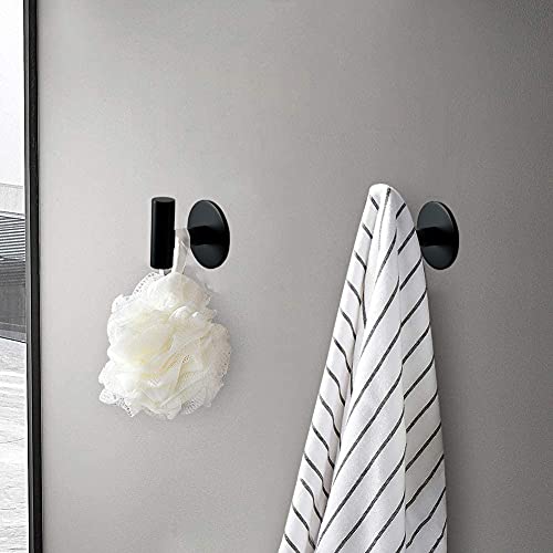 Vuzvuv Matte Black Self Adhesive Stainless Steel Towel Hook (2-Pack) | SUS304, Self-Adhesive, Heavy Duty, Waterproof, Coat Robe Clothes Wall Hook Holder for Bathroom Kitchen Office Hotel Pool - color: Black-2 Pcs