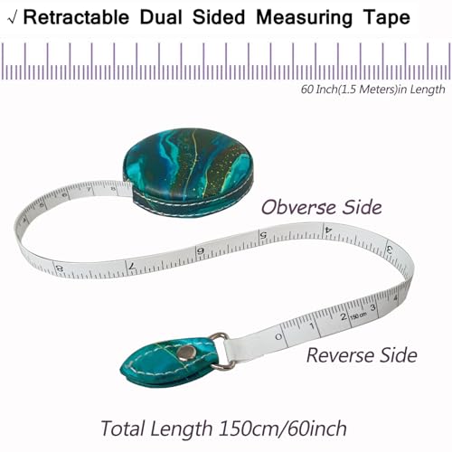 Tape Measure Body Measuring Tape，Medical Body Cloth Tailor Craft Dieting Measuring Tape, Dual Sided Retractable Ruler Colour Printed Soft Tape Measure Retractable - color: Teal Ocean 1 pack