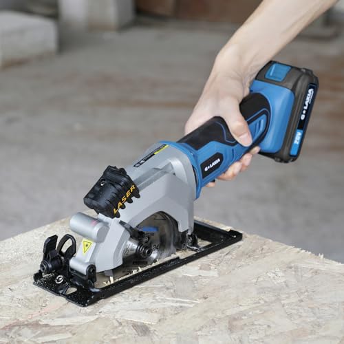20V Cordless Mini Circular Saw 2.0Ah Compact Saw with Laser Guide - style: Cordless 2A